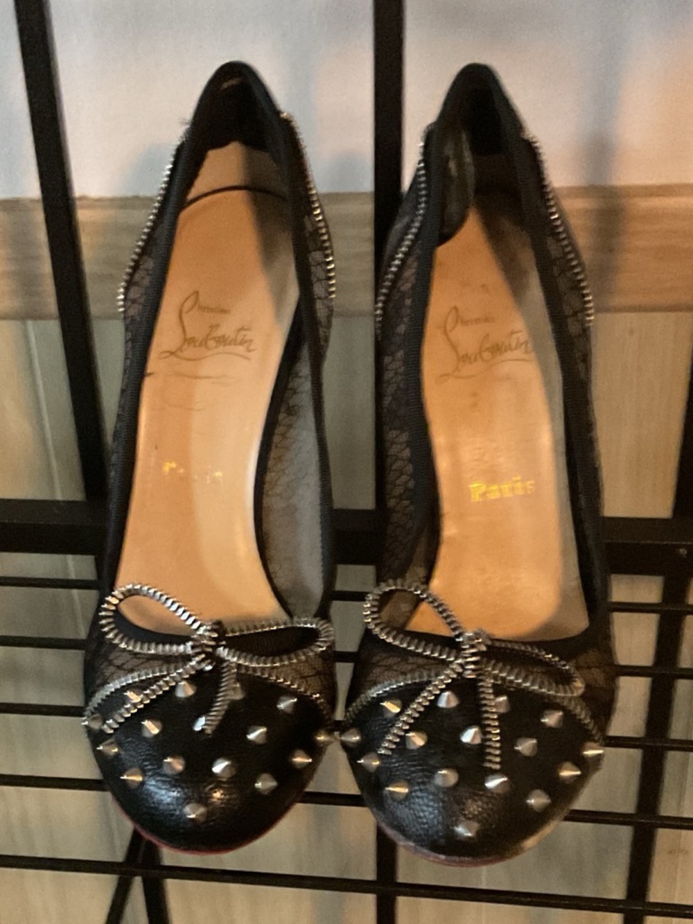 Christian Louboutin Black Studded Ballet Flats